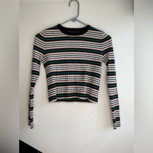 Forever 21 Contemporary Striped Long Sleeve Crop Top Women’s Cute Spring Summer